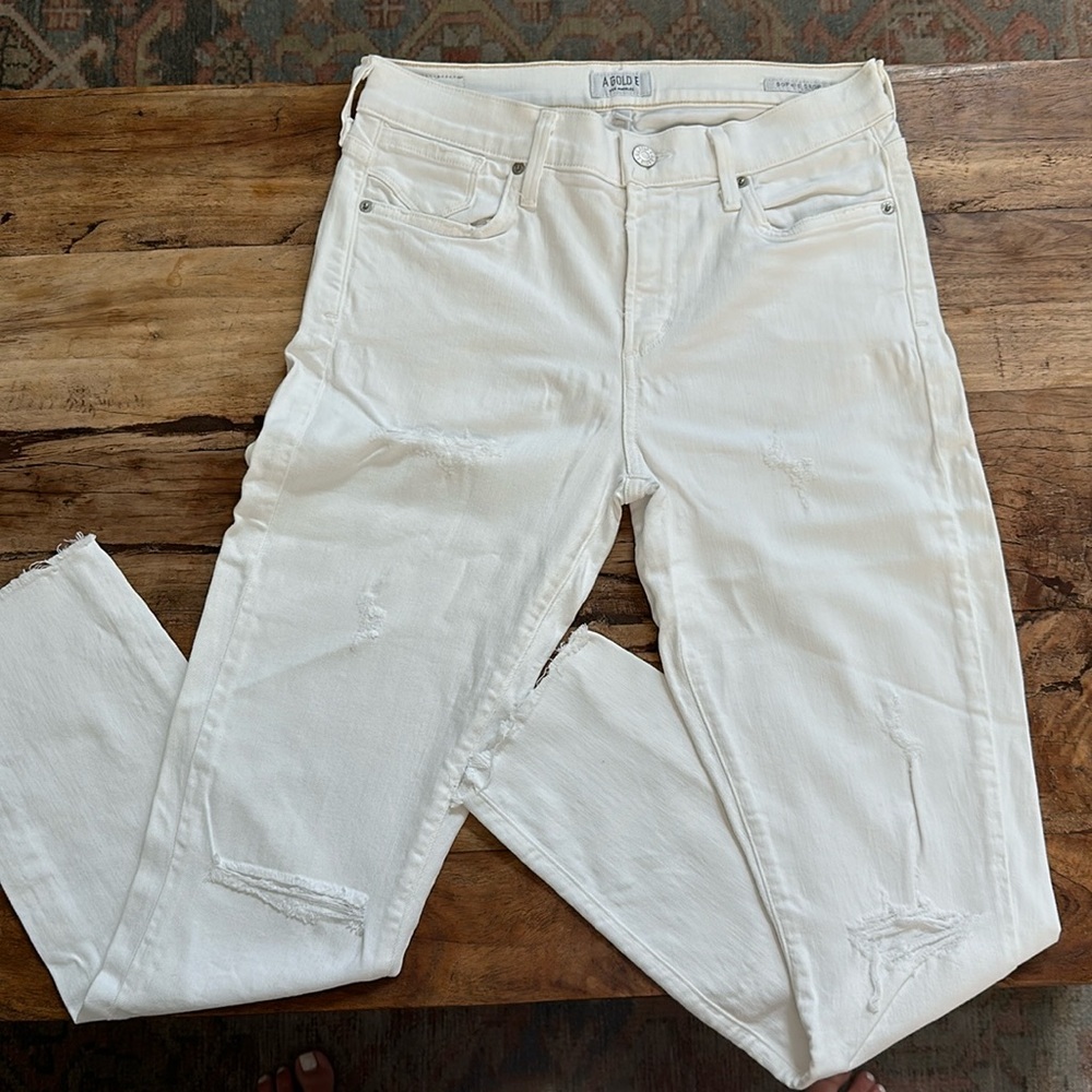 Agolde Sophie White Cropped distressed Jean